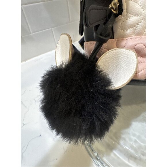 Betsy Johnson Mini Back Pack Black White Pink with Embroidered Flower Logo - Picture 3 of 10